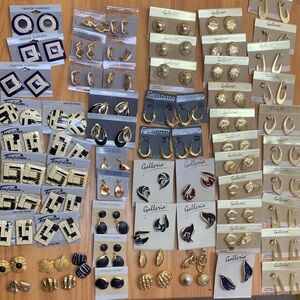 Lot of 67 Pair Vintage Goldtone Post Earrings Galleria Genaro